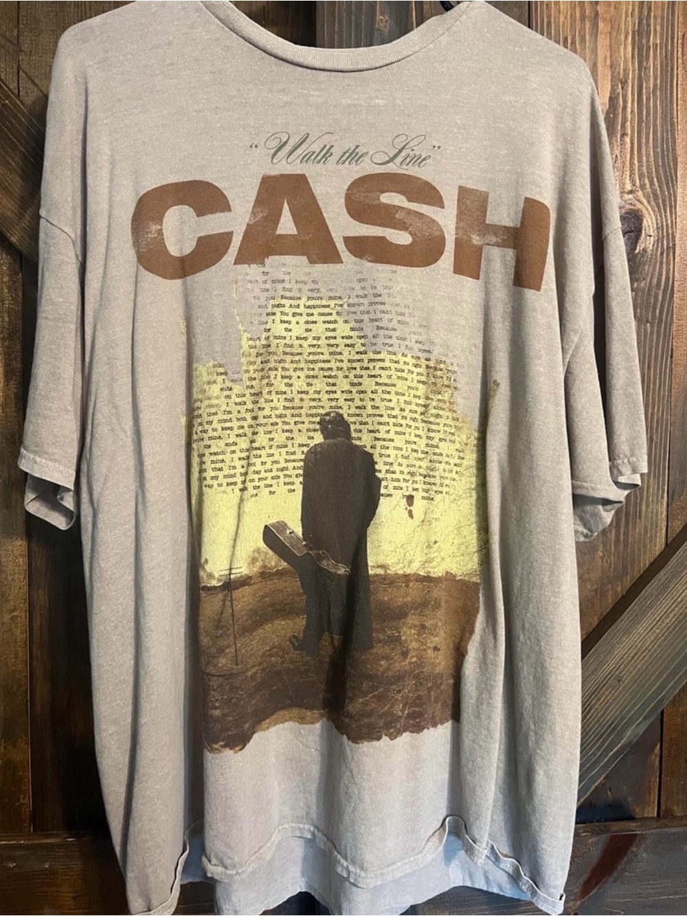 Cash "Walk the Line" Graphic Tee - Brown on Gray